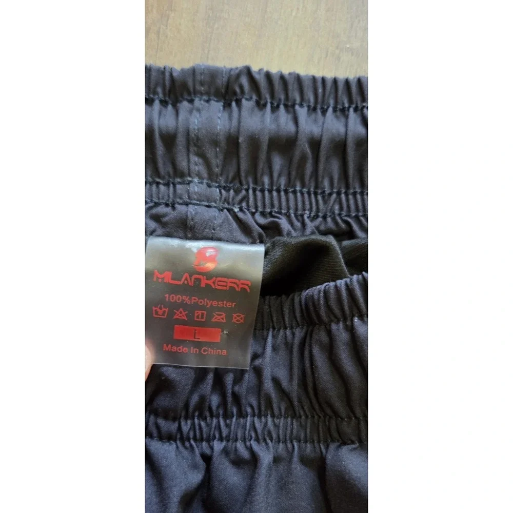Milankerr Black & Red Striped Lined Swim Trunks Men L